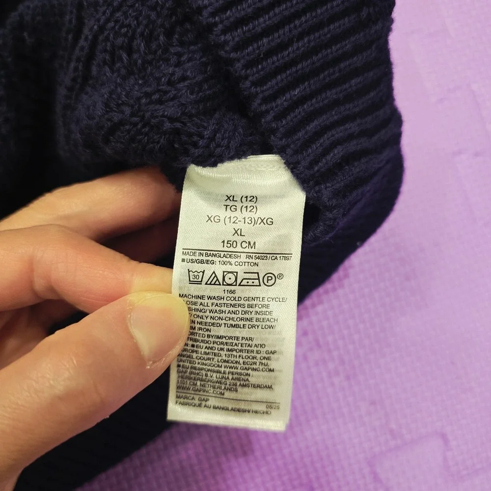 GAP Kids Boys XL (12) Cable-Knit Shawl Collar Cardigan Sweater Tapestry Navy...‎